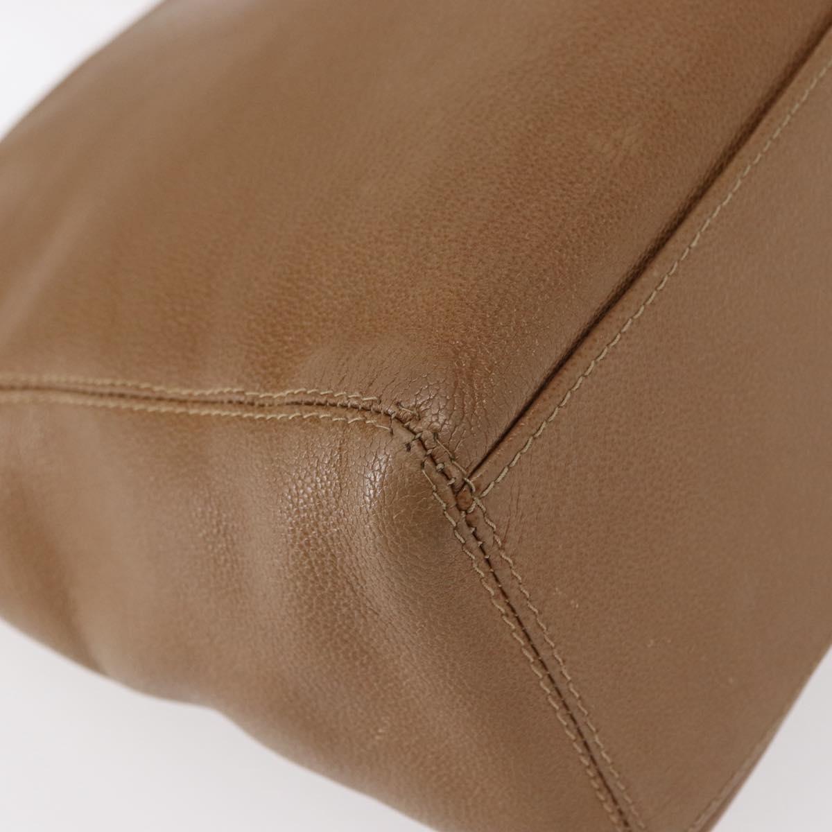 CHANEL Shoulder Bag Leather Beige Gold CC Auth ka652