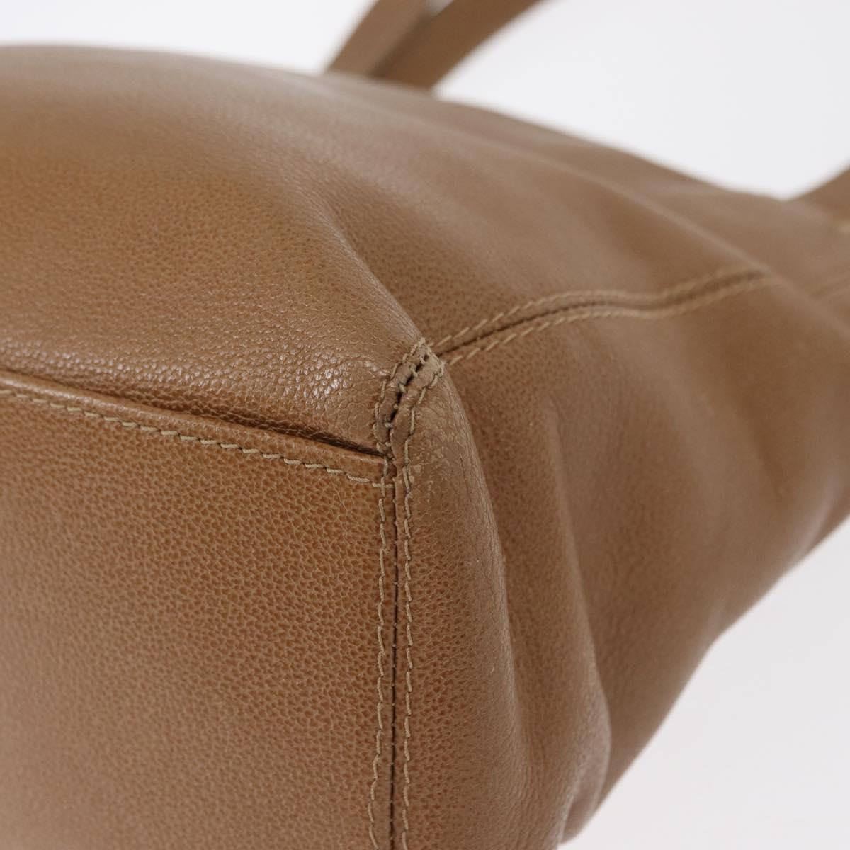 CHANEL Shoulder Bag Leather Beige Gold CC Auth ka652