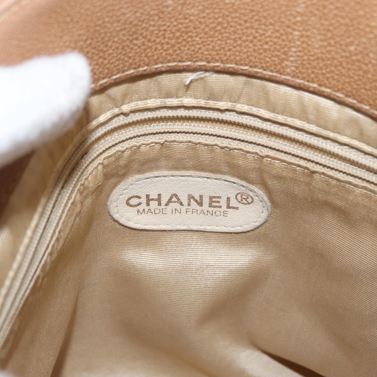 CHANEL Shoulder Bag Leather Beige Gold CC Auth ka652