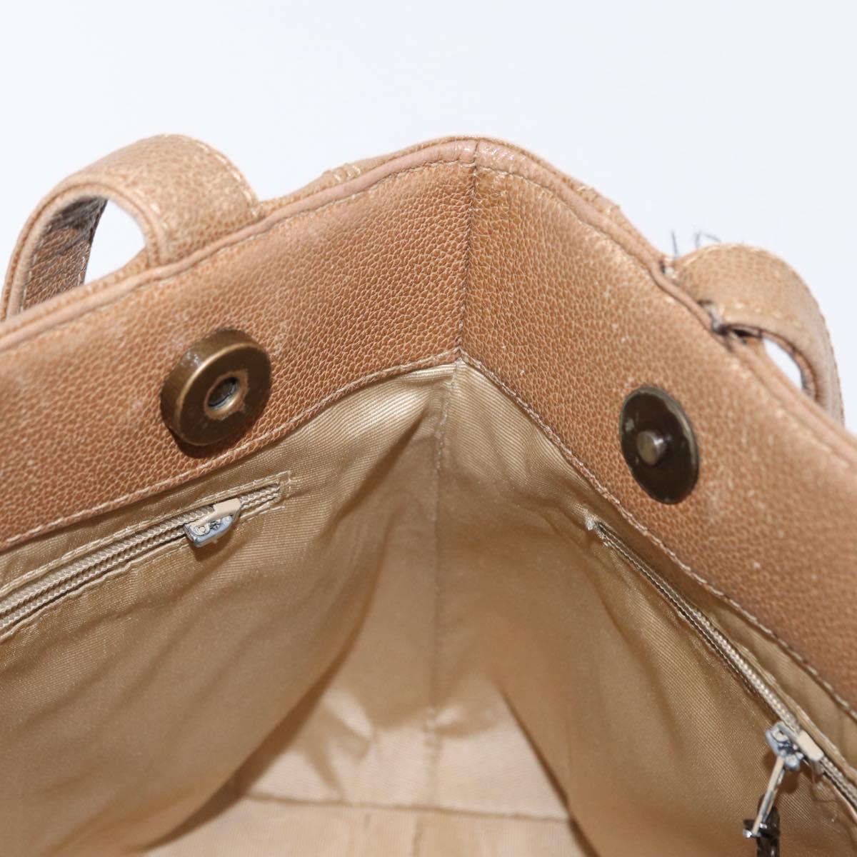 CHANEL Shoulder Bag Leather Beige Gold CC Auth ka652