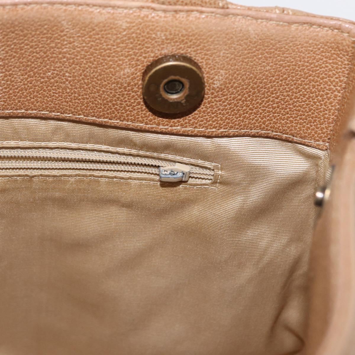 CHANEL Shoulder Bag Leather Beige Gold CC Auth ka652