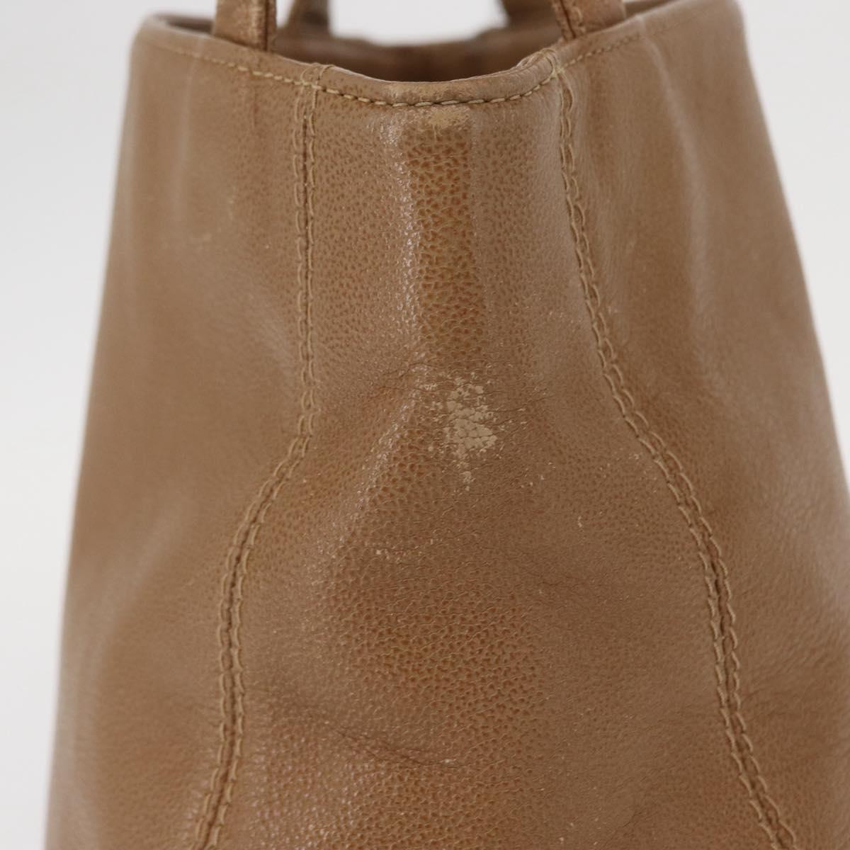 CHANEL Shoulder Bag Leather Beige Gold CC Auth ka652