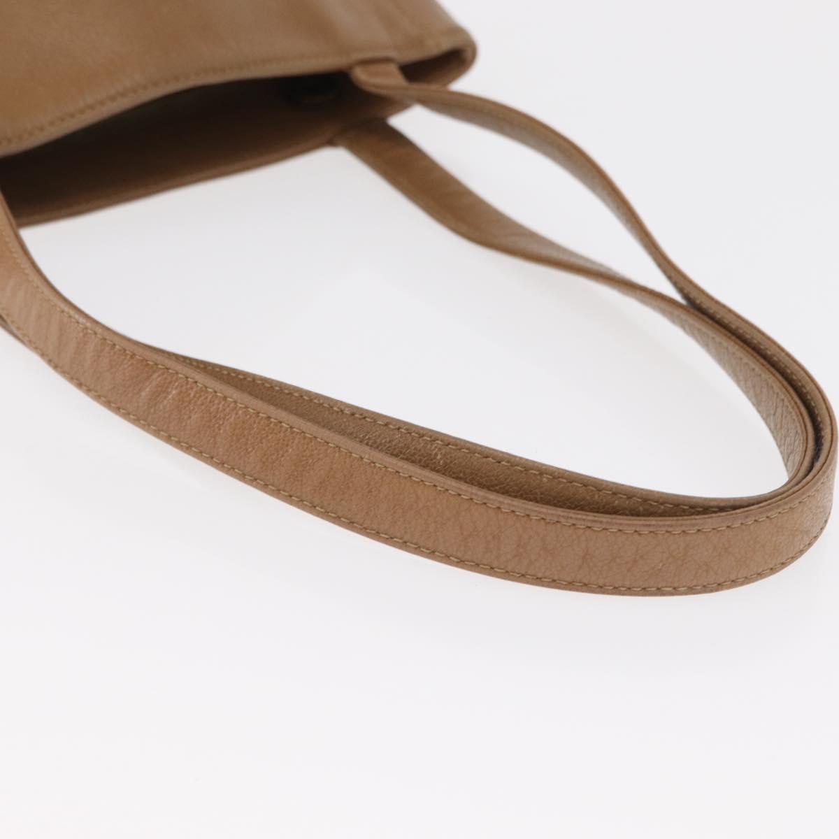 CHANEL Shoulder Bag Leather Beige Gold CC Auth ka652