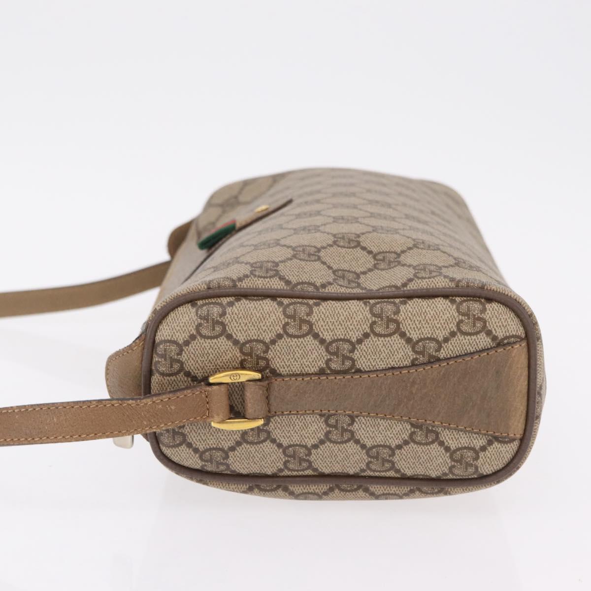 GUCCI GG Supreme Web Sherry Line Shoulder Bag PVC Beige 89 02 017 Auth ka6522