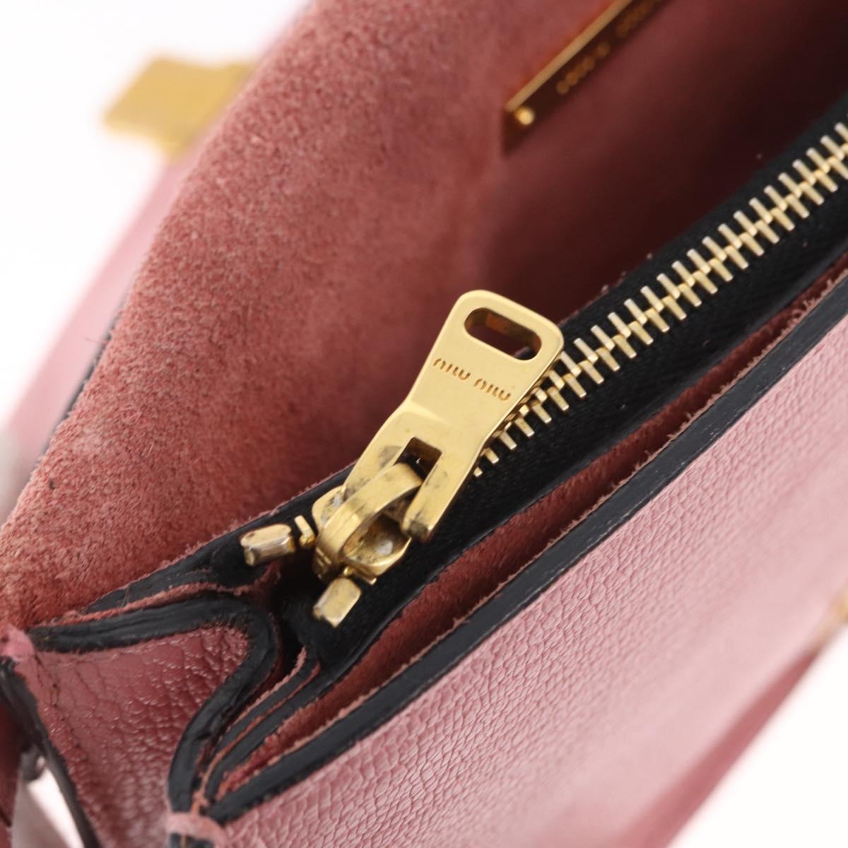 Miu Miu Shoulder Bag Leather Pink Gold Tone Auth ka6523A