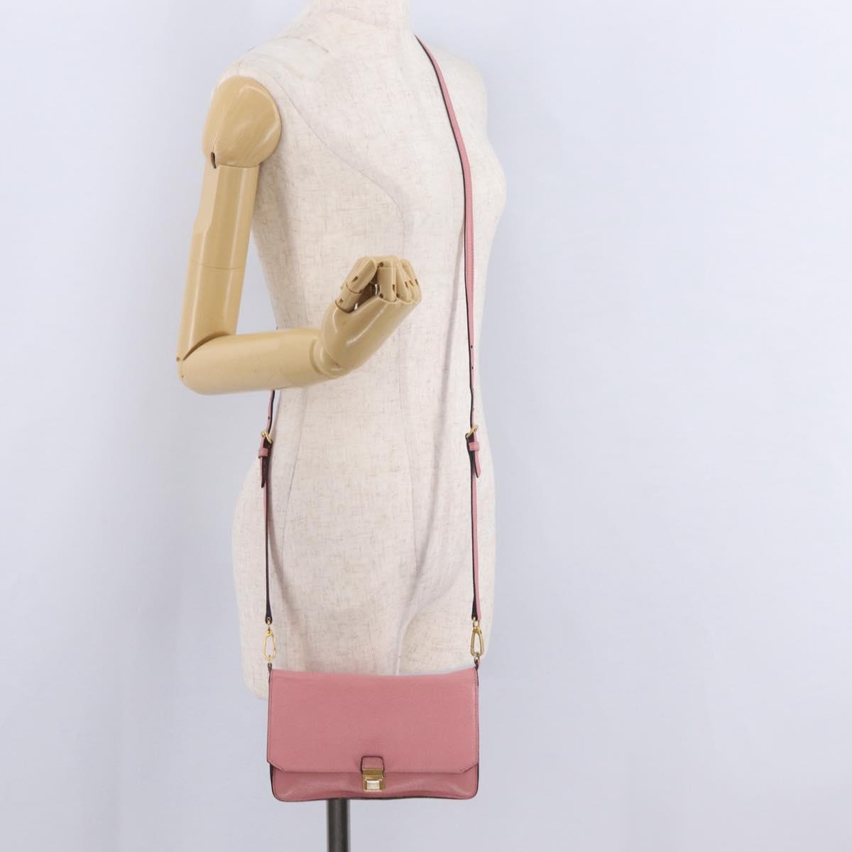 Miu Miu Shoulder Bag Leather Pink Gold Tone Auth ka6523A