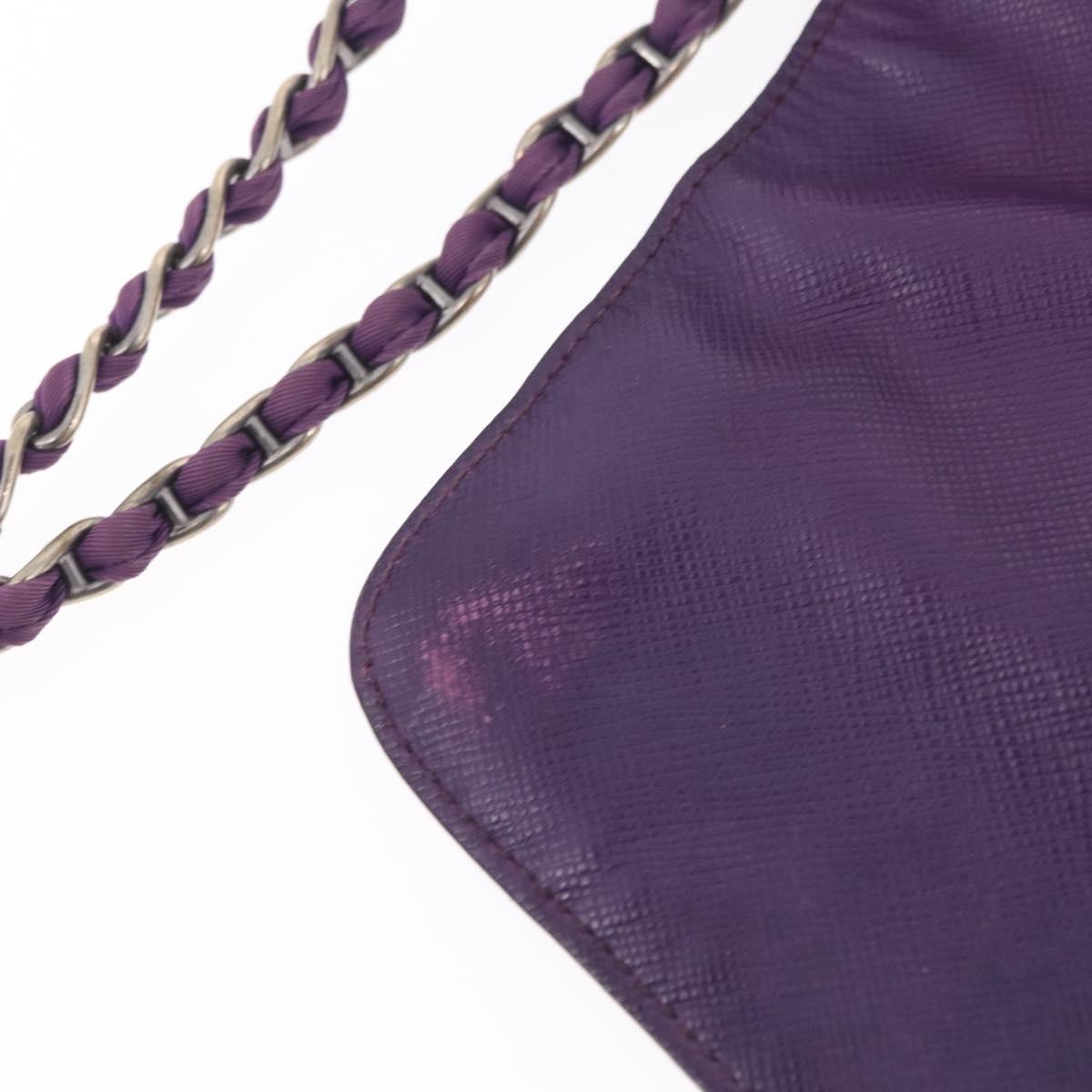 PRADA Chain Shoulder Bag Nylon Purple Silver Auth ka6524