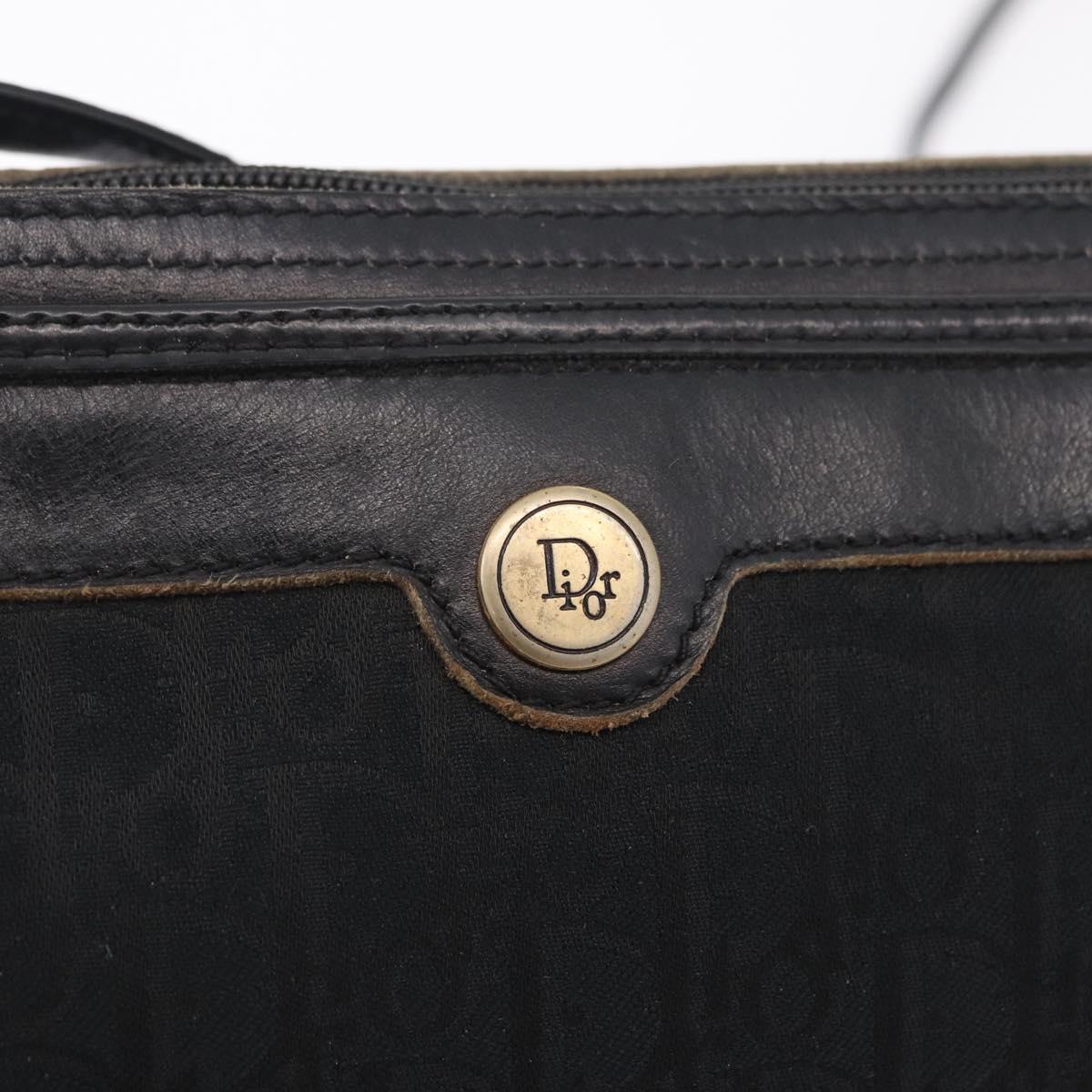 Christian Dior Trotter Canvas Shoulder Bag Black Gold Tone Auth ka6527A