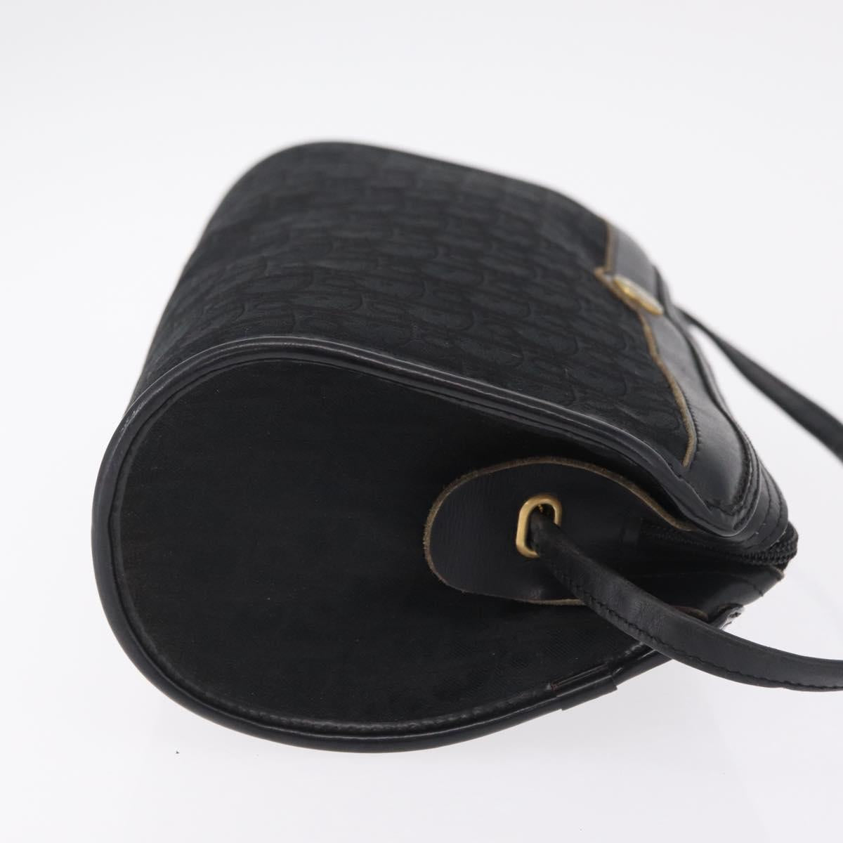 Christian Dior Trotter Canvas Shoulder Bag Black Gold Tone Auth ka6527A