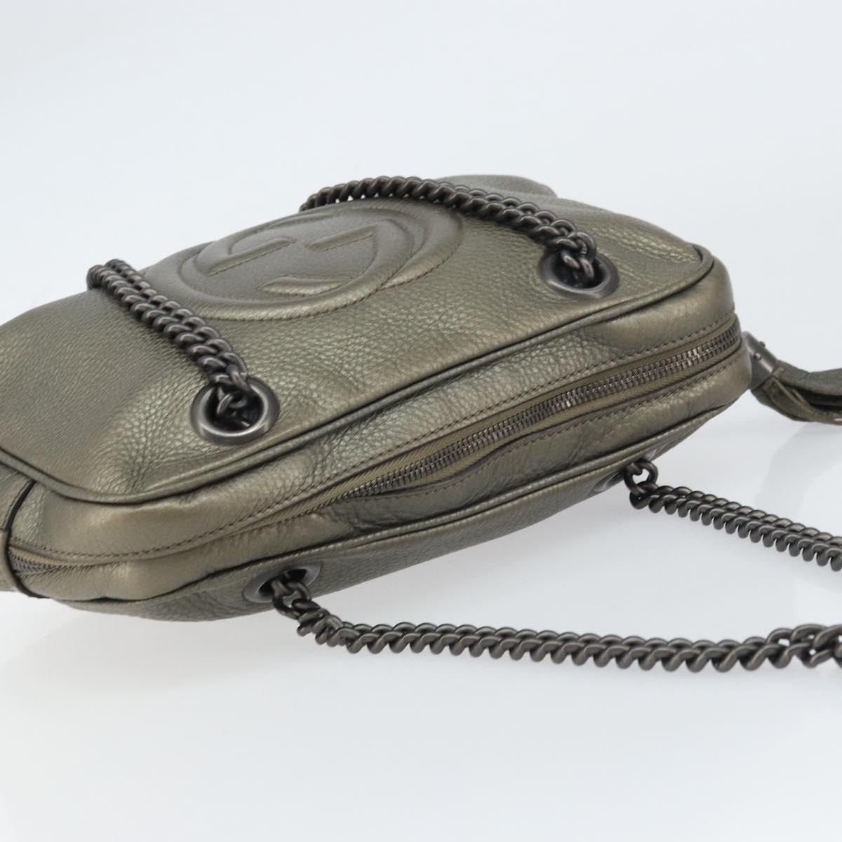 GUCCI Chain Shoulder Bag Leather Gold Tone 308983 Auth ka653