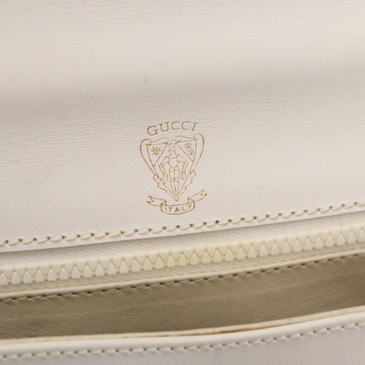 GUCCI Shoulder Bag Leather White Gold Tone 98 46 004 3743 Auth ka6532