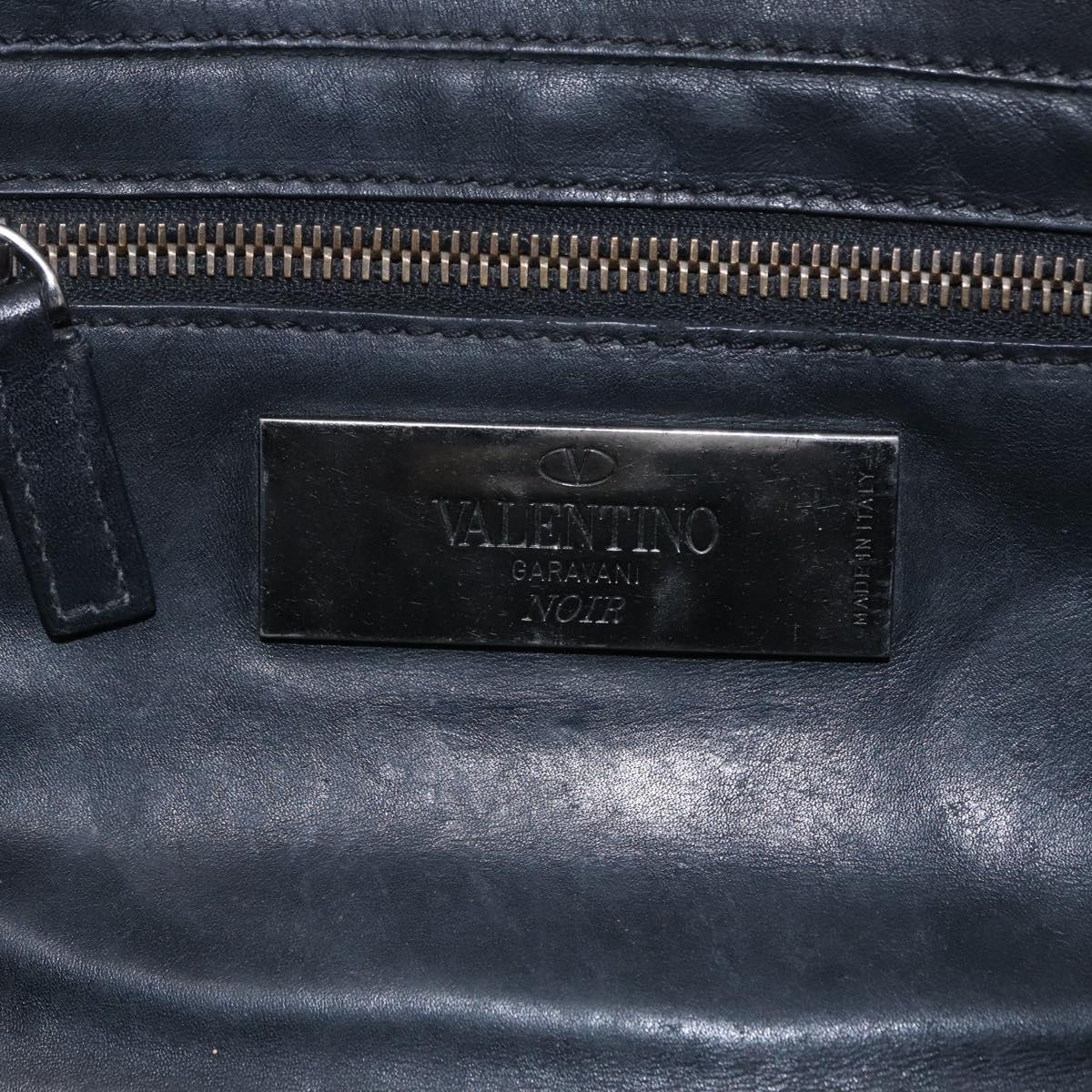 Valentino Studs Hand Bag Leather 2way Black Silver Auth ka6536