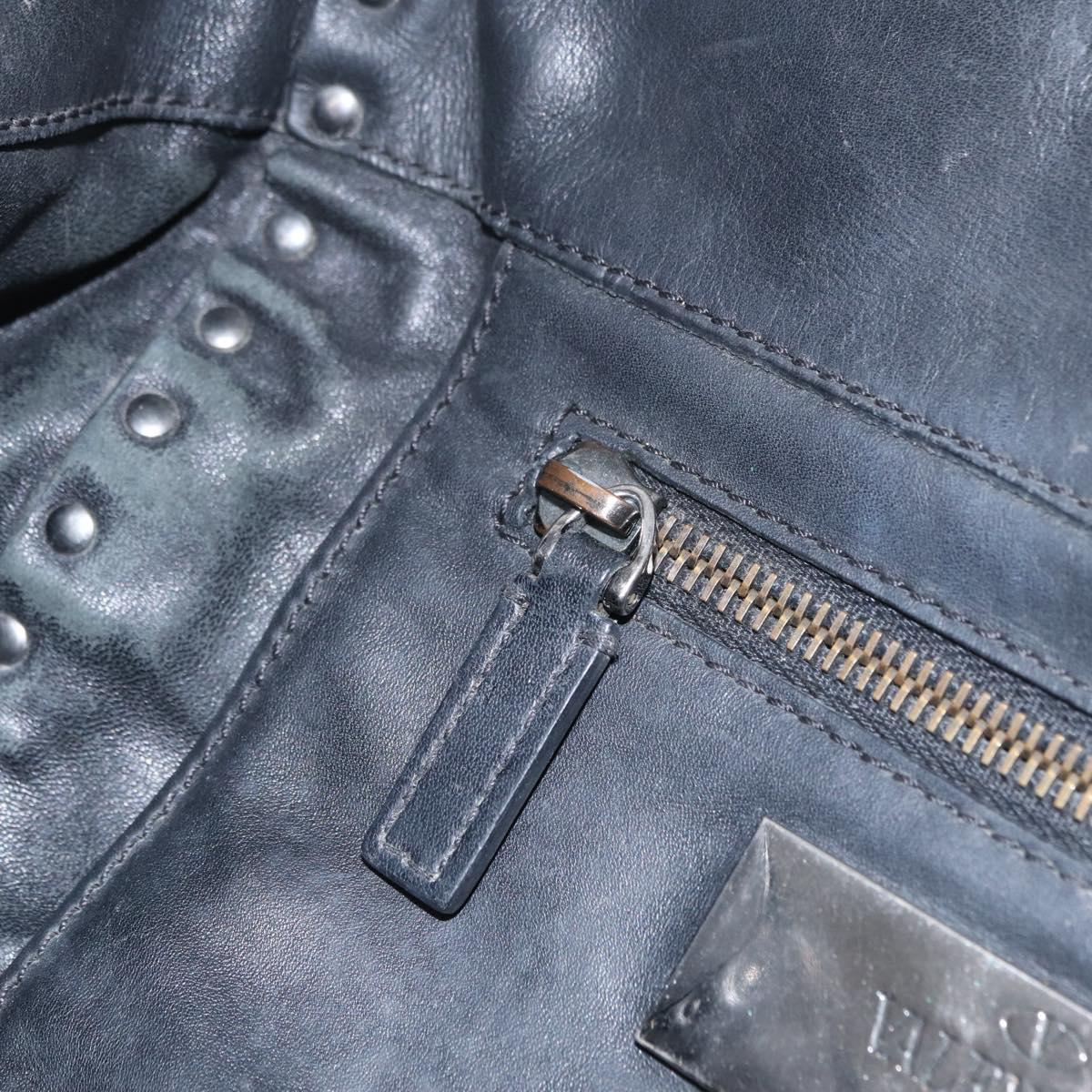 Valentino Studs Hand Bag Leather 2way Black Silver Auth ka6536