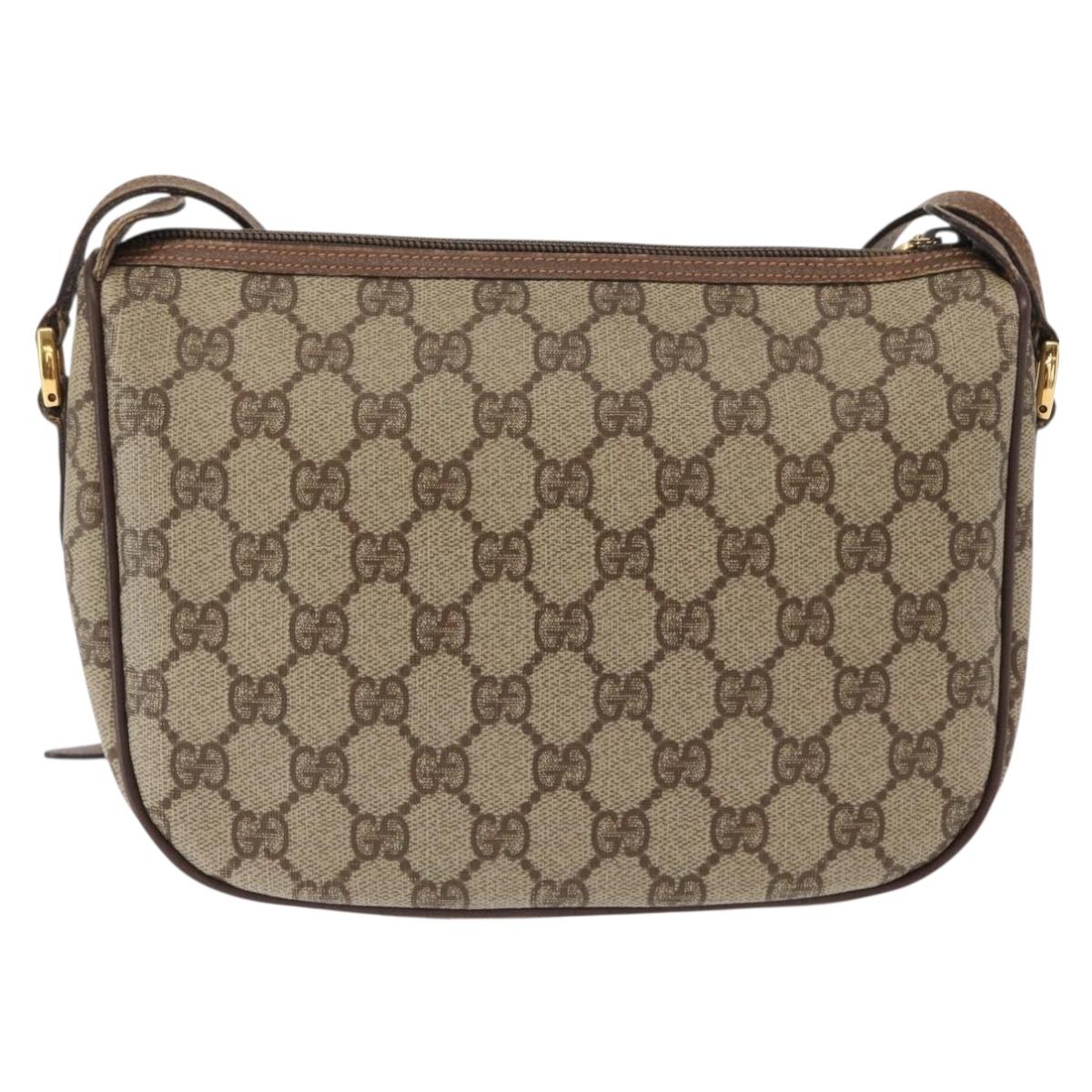 GUCCI GG Supreme Web Sherry Line Bag PVC Beige Gold 001 123 6177 Auth ka654