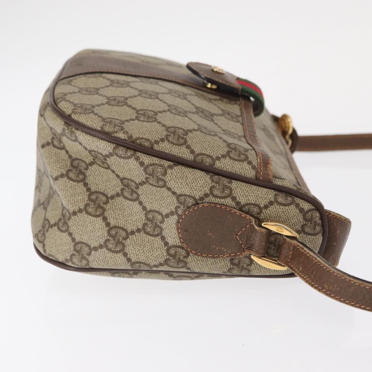 GUCCI GG Supreme Web Sherry Line Bag PVC Beige Gold 001 123 6177 Auth ka654