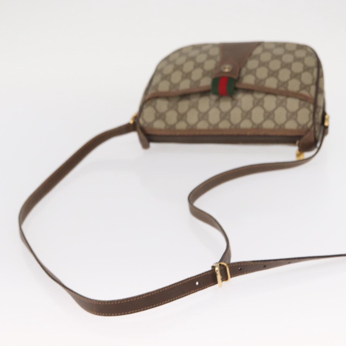 GUCCI GG Supreme Web Sherry Line Bag PVC Beige Gold 001 123 6177 Auth ka654