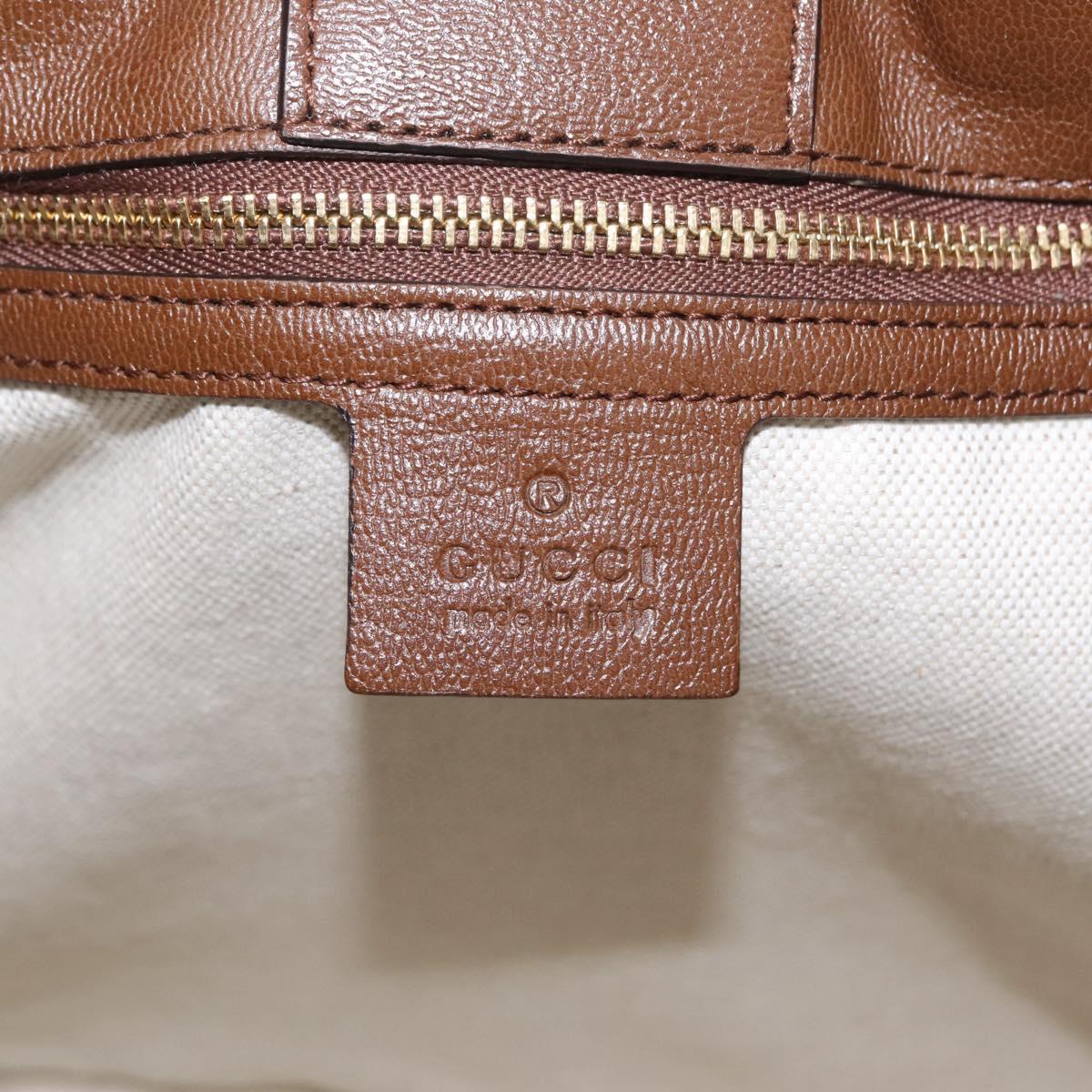 GUCCI Horsebit Tote Bag Leather Brown Gold Tone 623694 Auth ka6540V