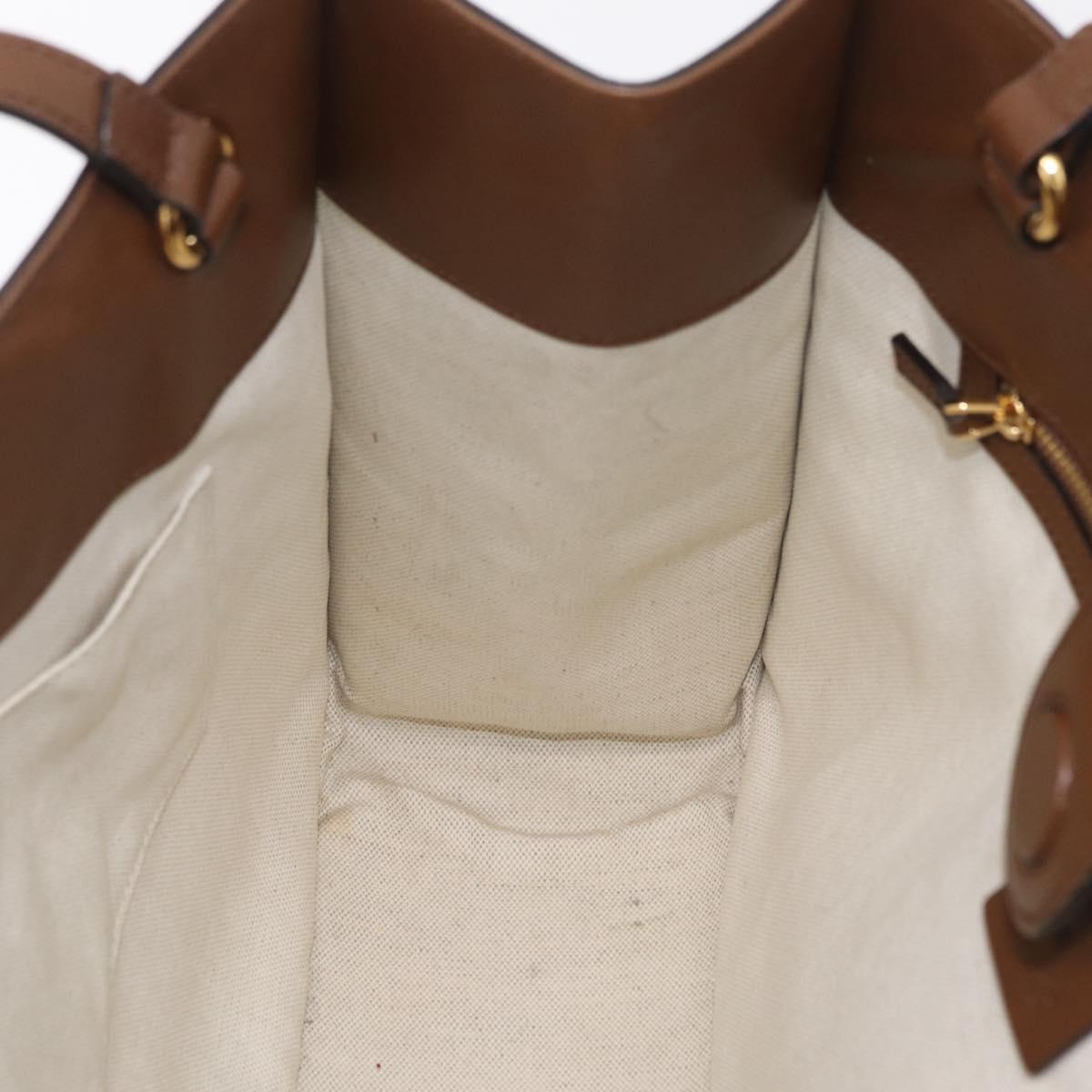 GUCCI Horsebit Tote Bag Leather Brown Gold Tone 623694 Auth ka6540V