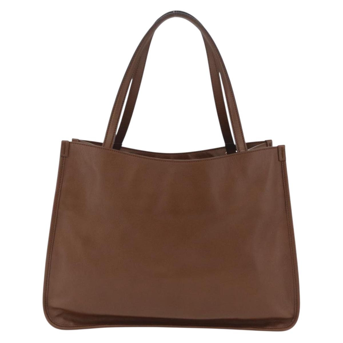 GUCCI Horsebit Tote Bag Leather Brown Gold Tone 623694 Auth ka6540V