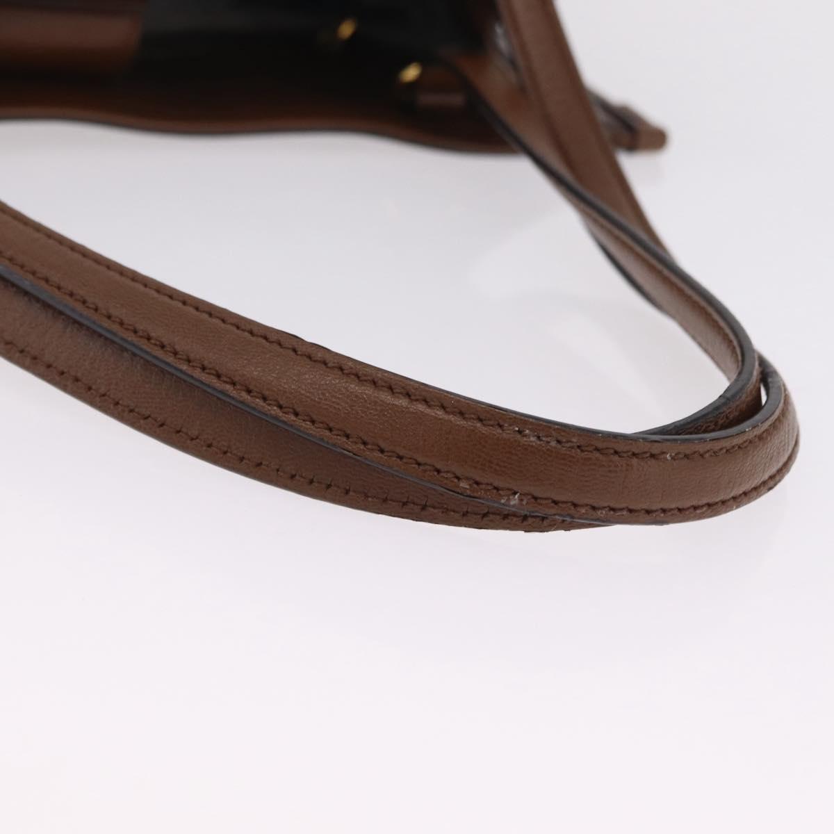 GUCCI Horsebit Tote Bag Leather Brown Gold Tone 623694 Auth ka6540V