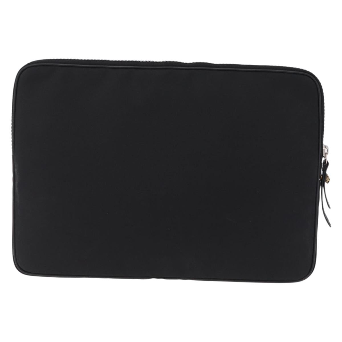 GUCCI Clutch Bag Canvas Black Silver 473884 Auth ka6545A