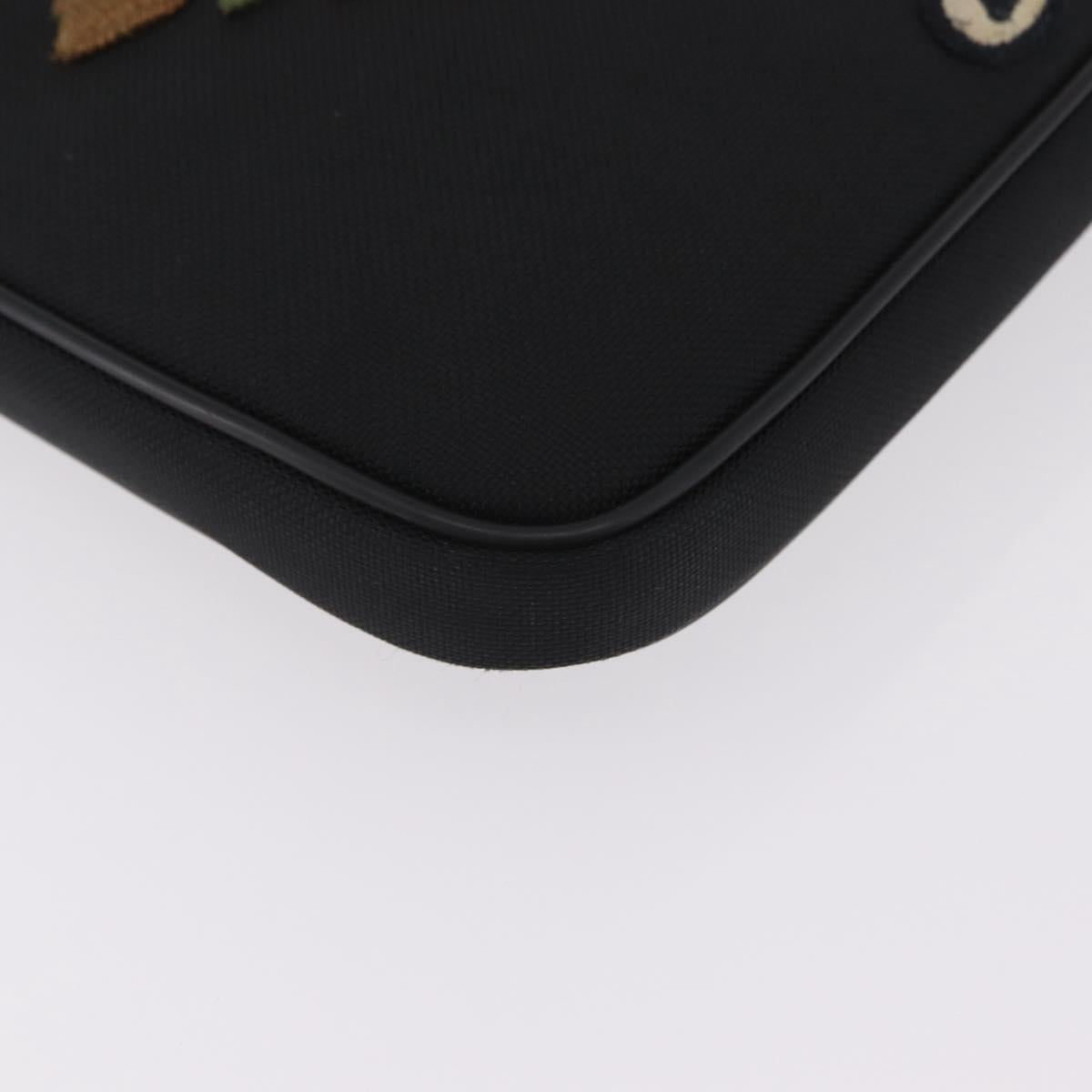 GUCCI Clutch Bag Canvas Black Silver 473884 Auth ka6545A