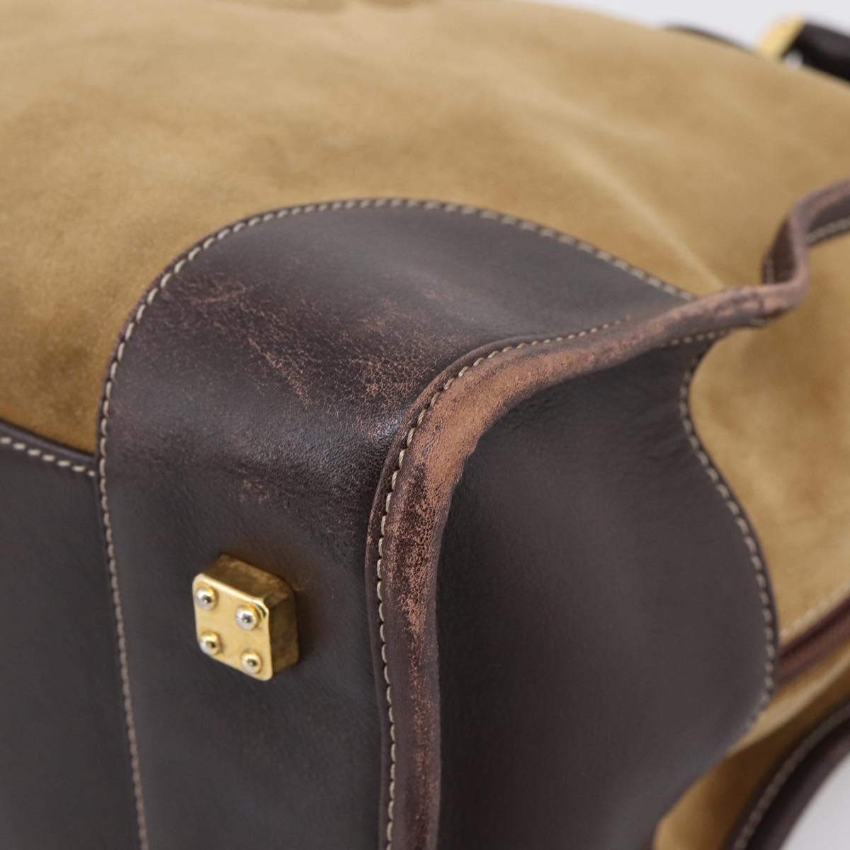 LOEWE Amazona Hand Bag Suede Beige Gold Auth ka6550
