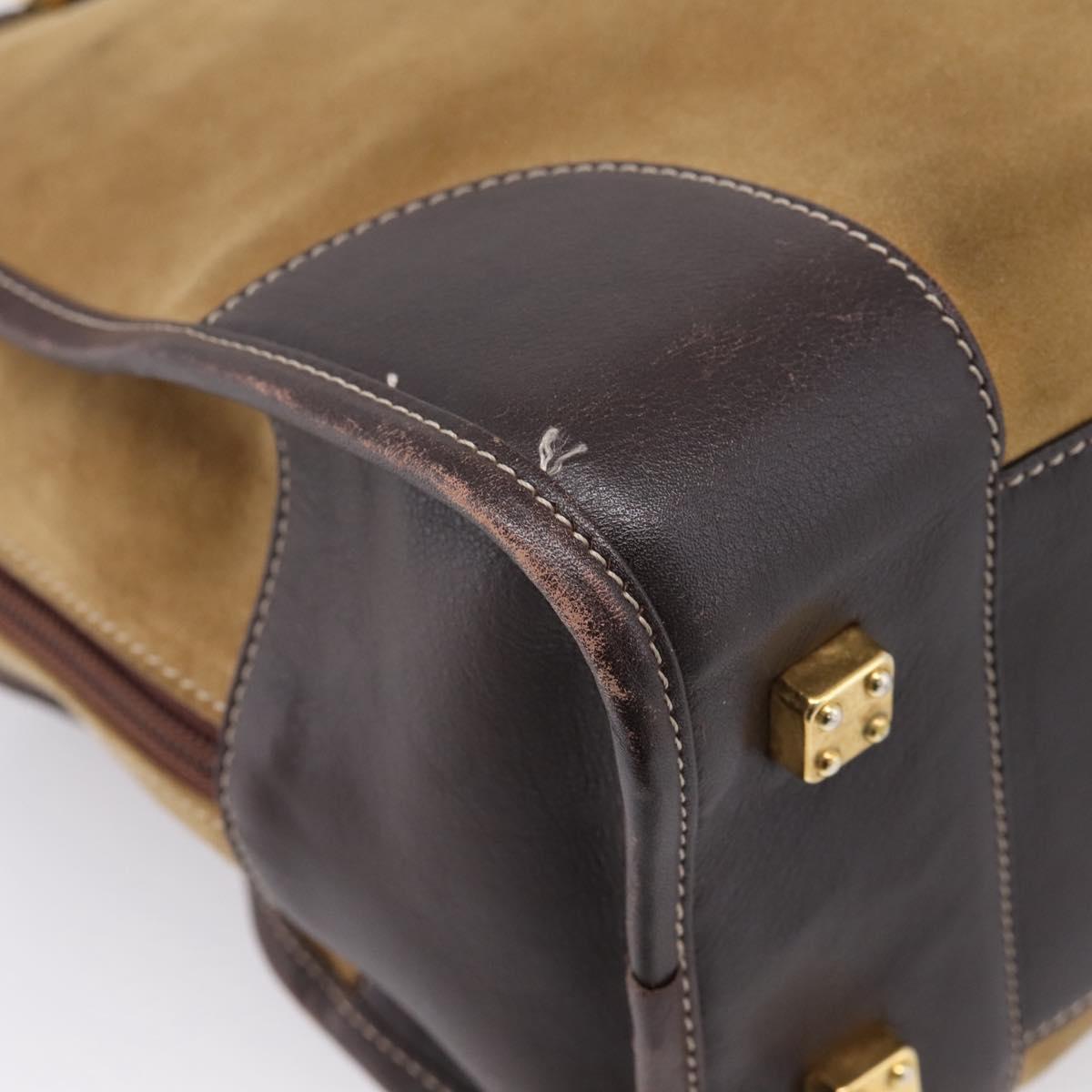 LOEWE Amazona Hand Bag Suede Beige Gold Auth ka6550