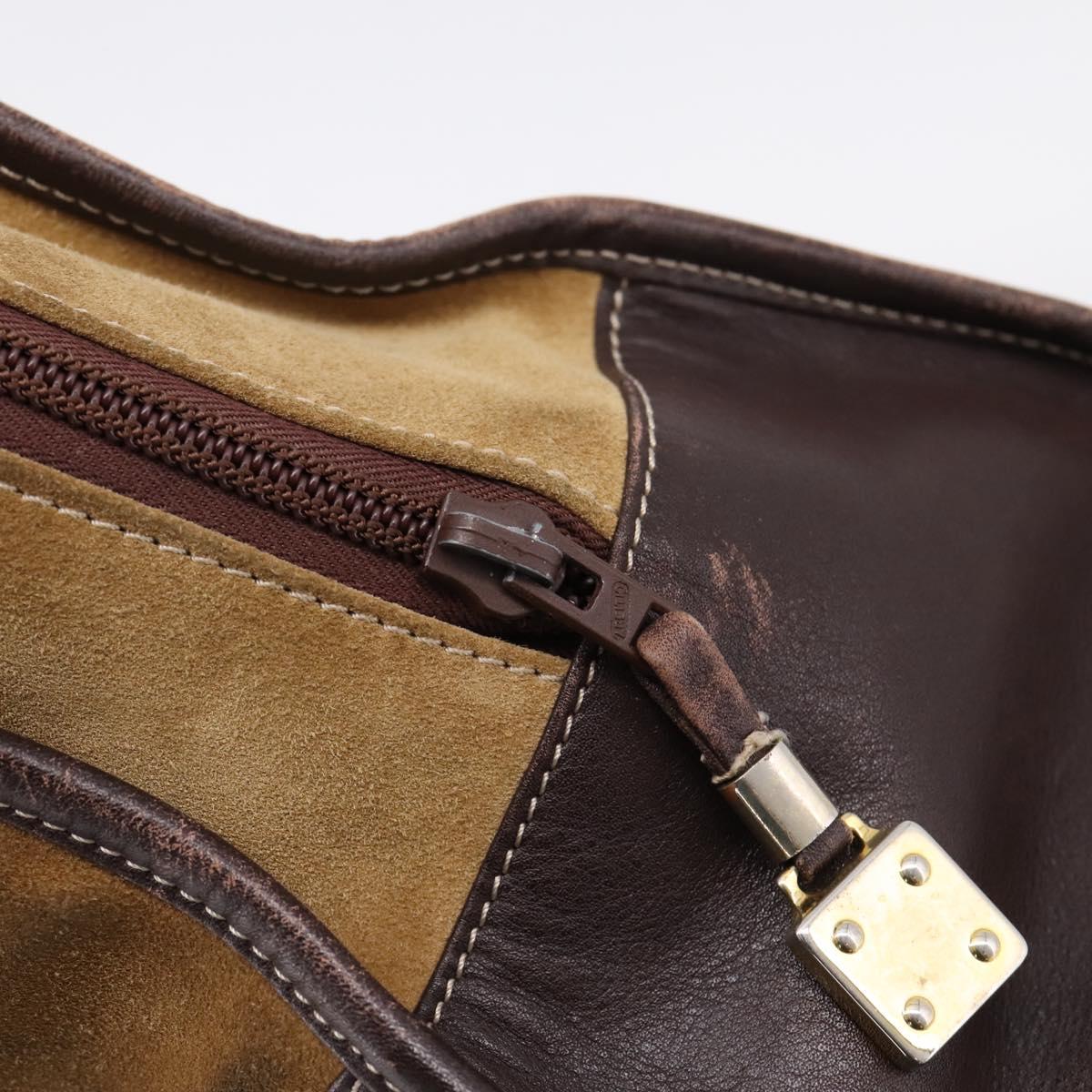 LOEWE Amazona Hand Bag Suede Beige Gold Auth ka6550
