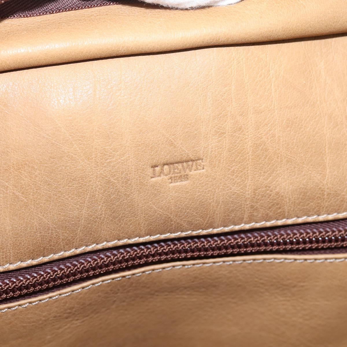 LOEWE Amazona Hand Bag Suede Beige Gold Auth ka6550