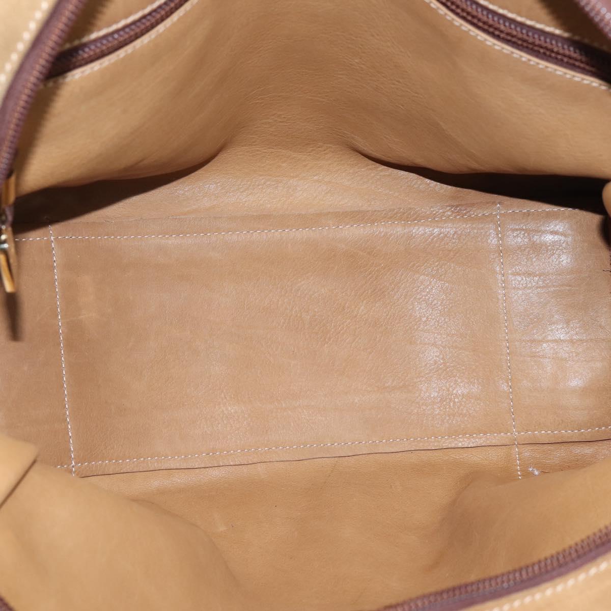 LOEWE Amazona Hand Bag Suede Beige Gold Auth ka6550