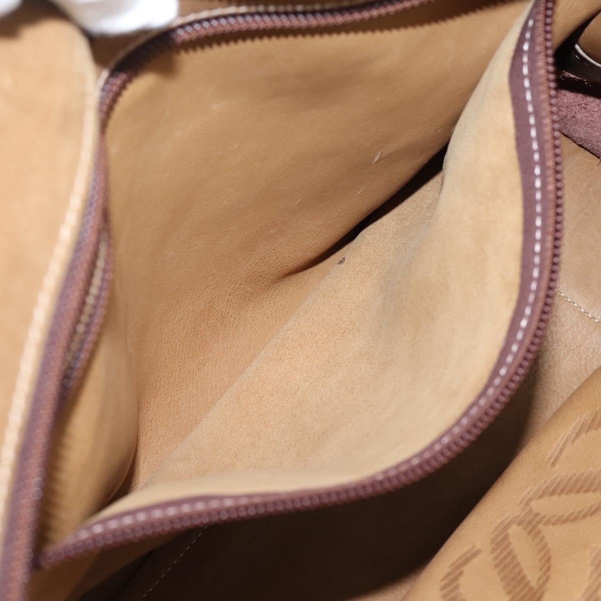 LOEWE Amazona Hand Bag Suede Beige Gold Auth ka6550