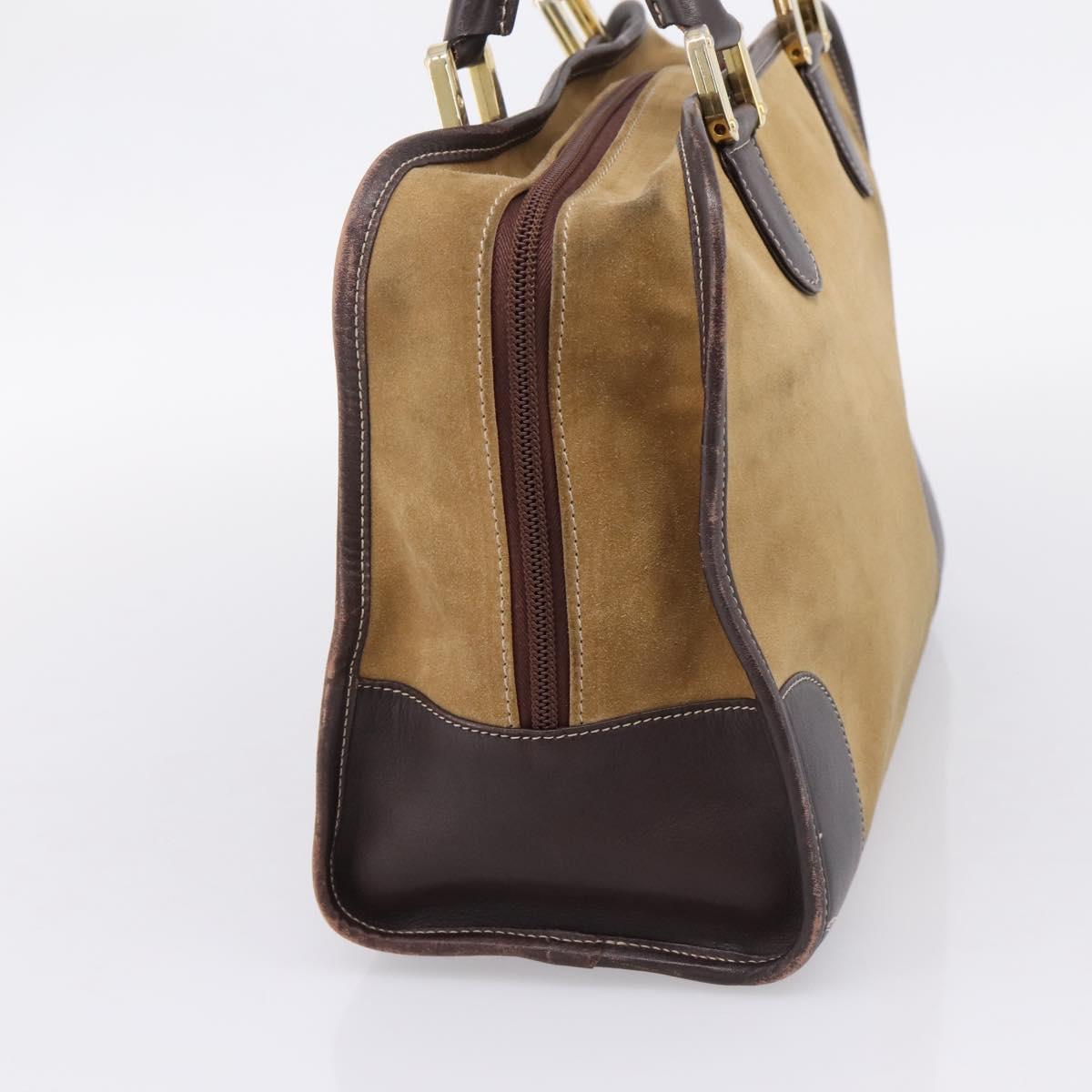LOEWE Amazona Hand Bag Suede Beige Gold Auth ka6550