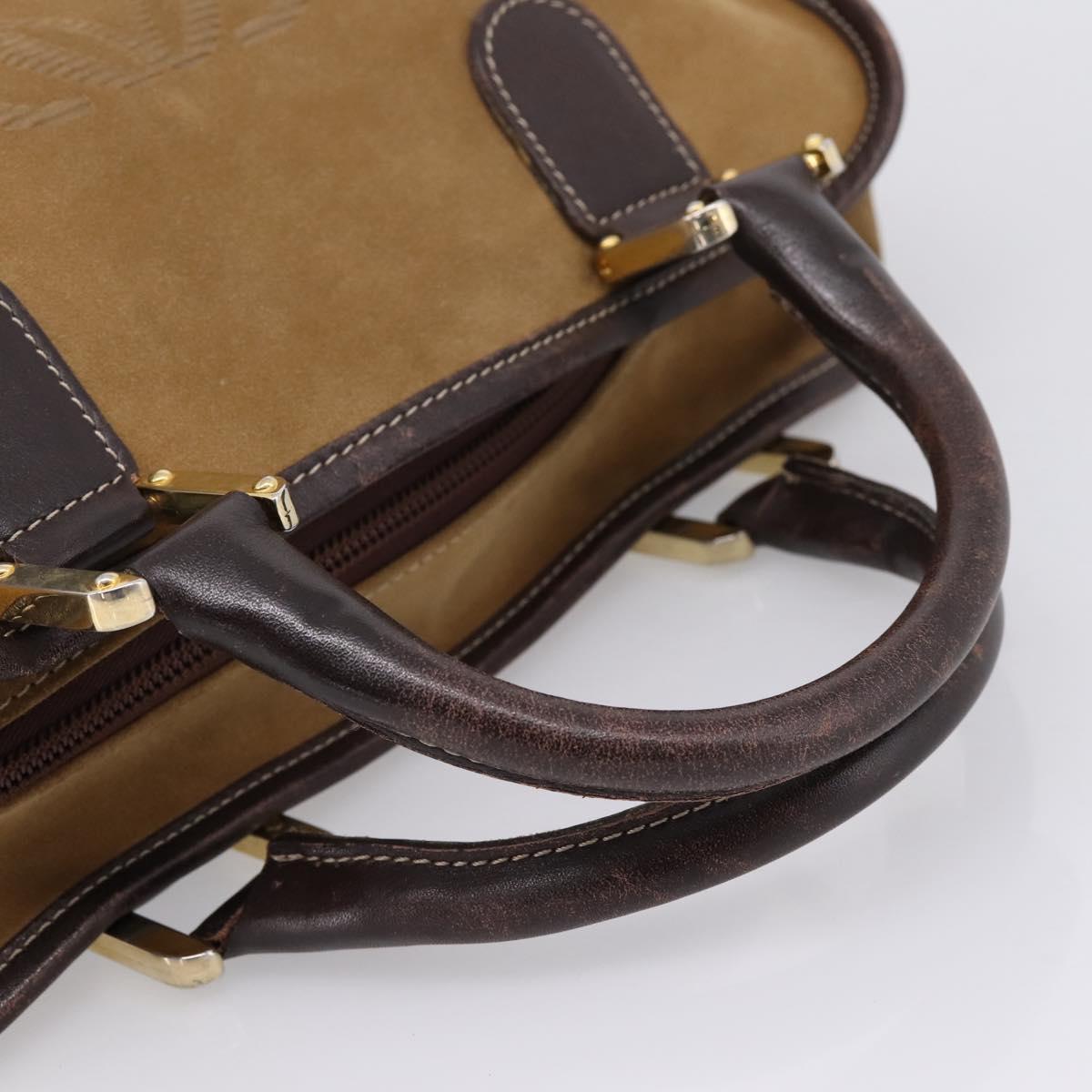 LOEWE Amazona Hand Bag Suede Beige Gold Auth ka6550
