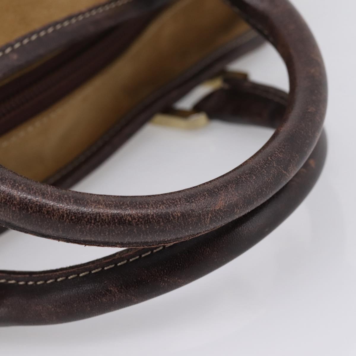 LOEWE Amazona Hand Bag Suede Beige Gold Auth ka6550