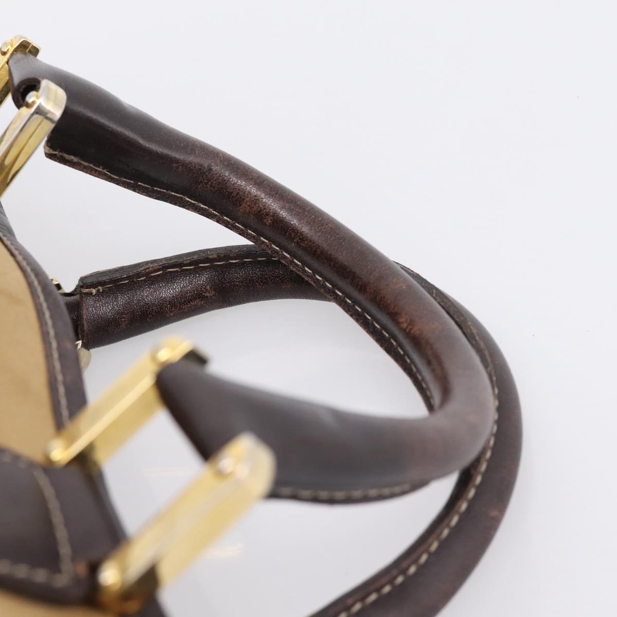 LOEWE Amazona Hand Bag Suede Beige Gold Auth ka6550