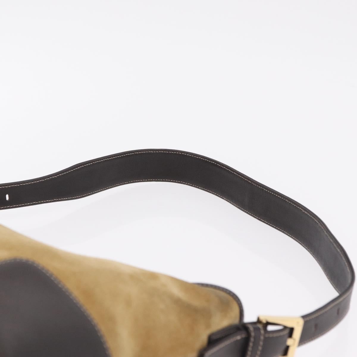 LOEWE Shoulder Bag Suede Beige Gold Auth ka6551A