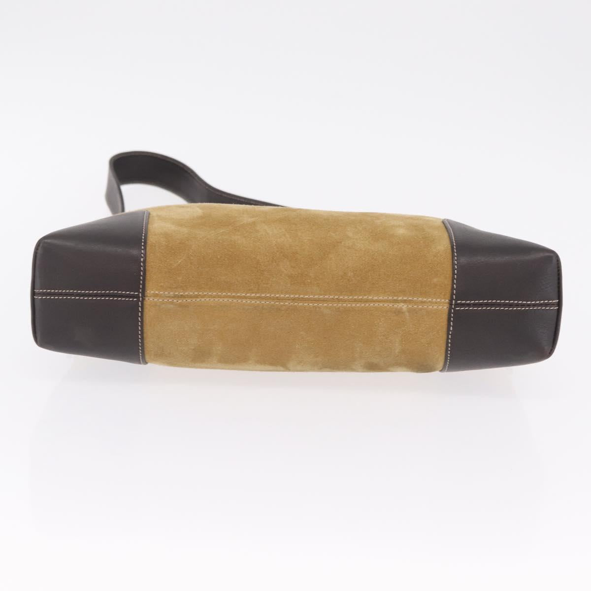 LOEWE Shoulder Bag Suede Beige Gold Auth ka6551A