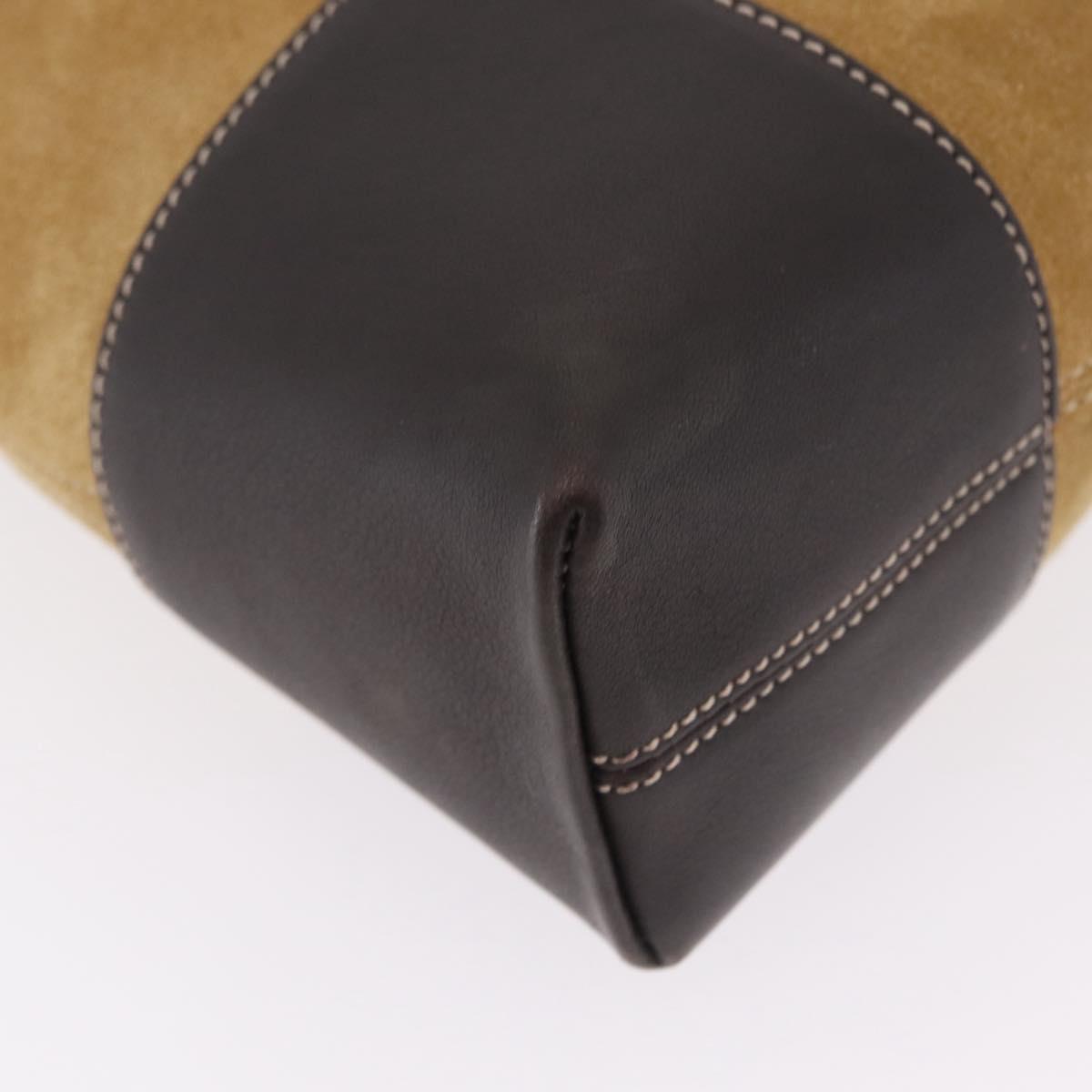 LOEWE Shoulder Bag Suede Beige Gold Auth ka6551A