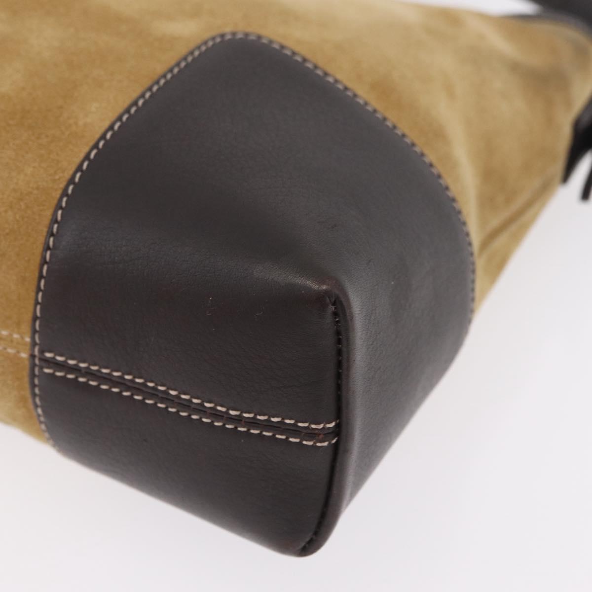 LOEWE Shoulder Bag Suede Beige Gold Auth ka6551A