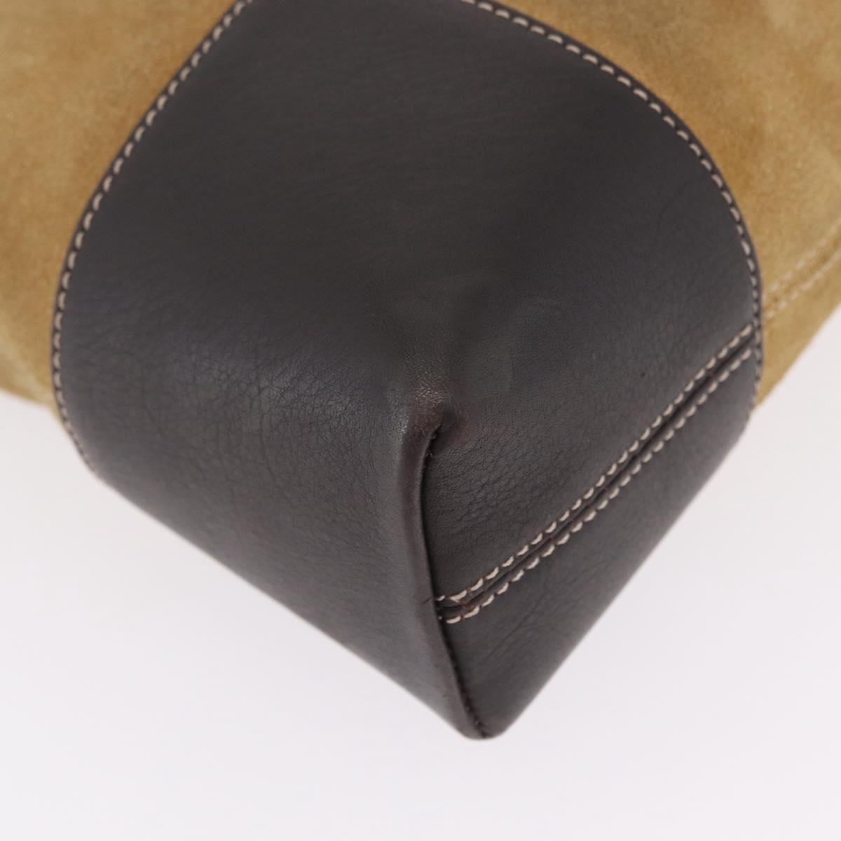 LOEWE Shoulder Bag Suede Beige Gold Auth ka6551A