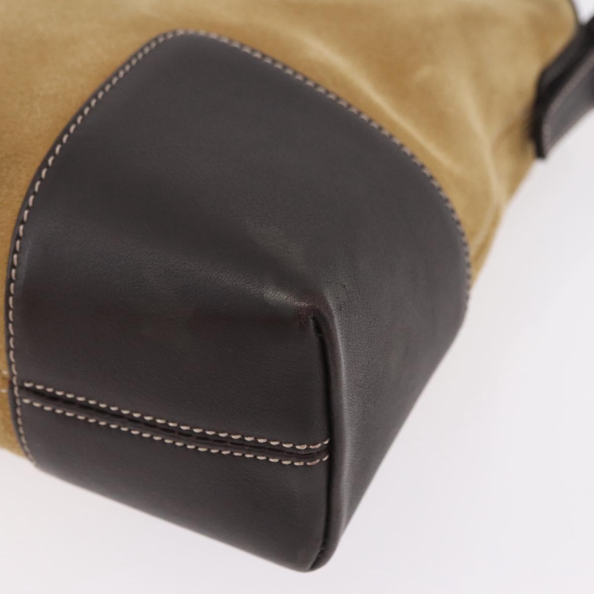 LOEWE Shoulder Bag Suede Beige Gold Auth ka6551A