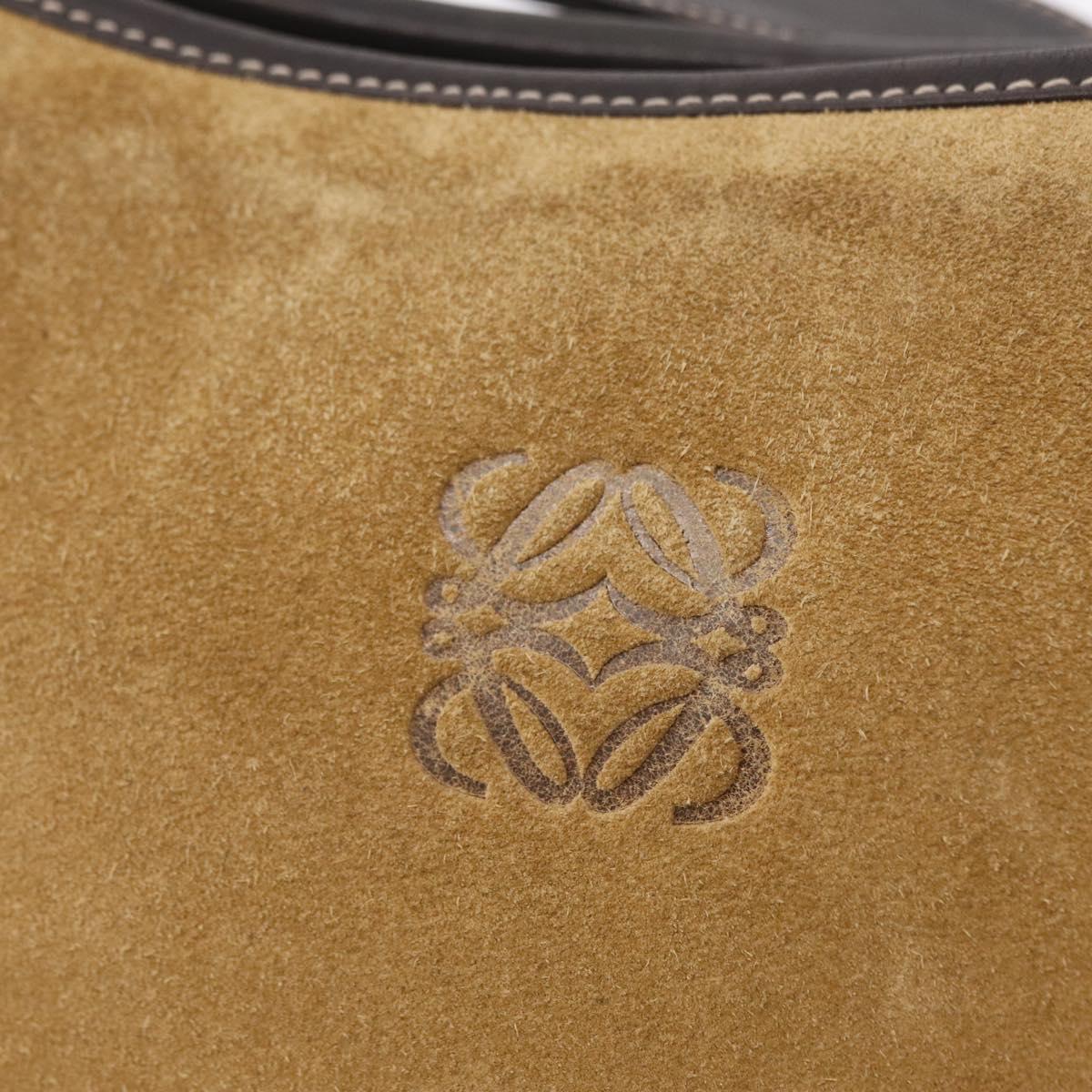LOEWE Shoulder Bag Suede Beige Gold Auth ka6551A