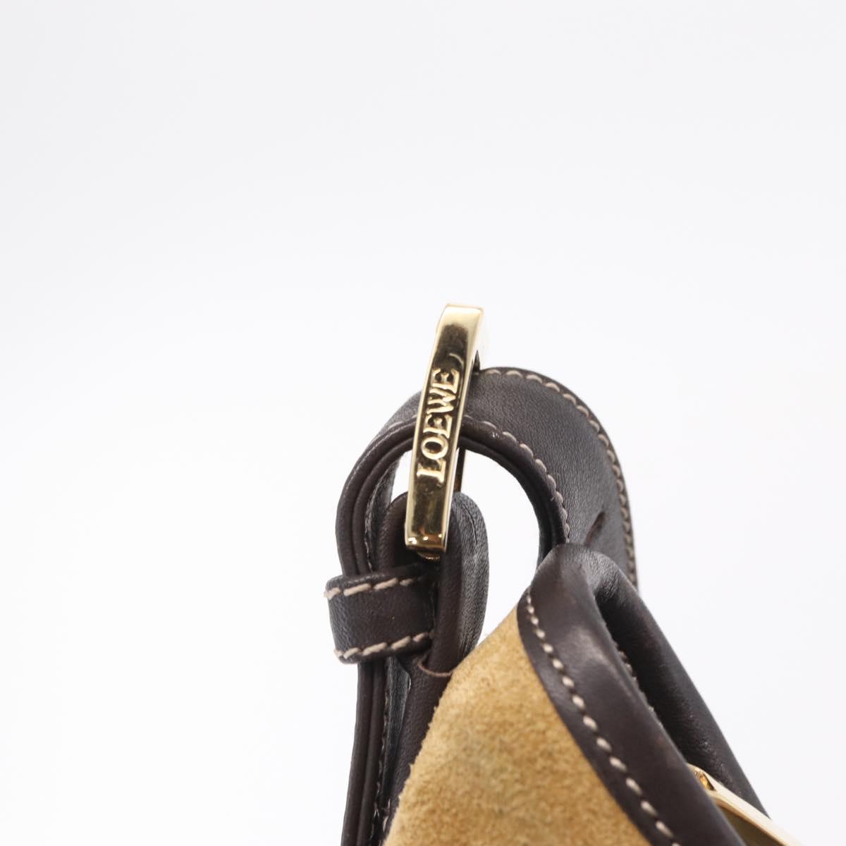 LOEWE Shoulder Bag Suede Beige Gold Auth ka6551A