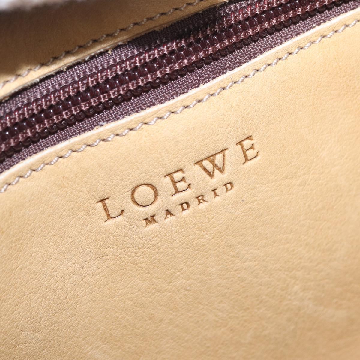 LOEWE Shoulder Bag Suede Beige Gold Auth ka6551A