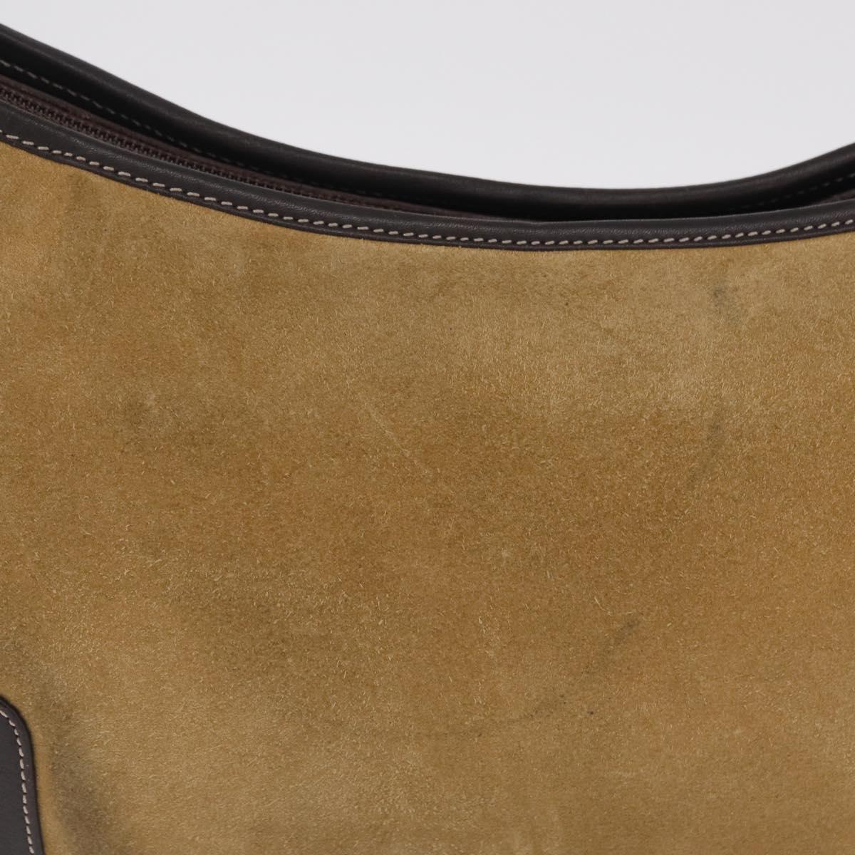 LOEWE Shoulder Bag Suede Beige Gold Auth ka6551A