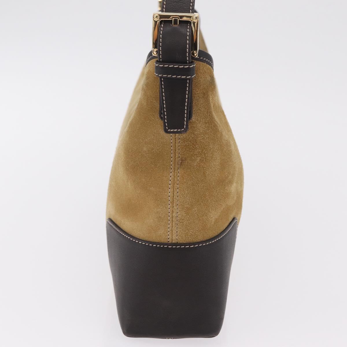 LOEWE Shoulder Bag Suede Beige Gold Auth ka6551A