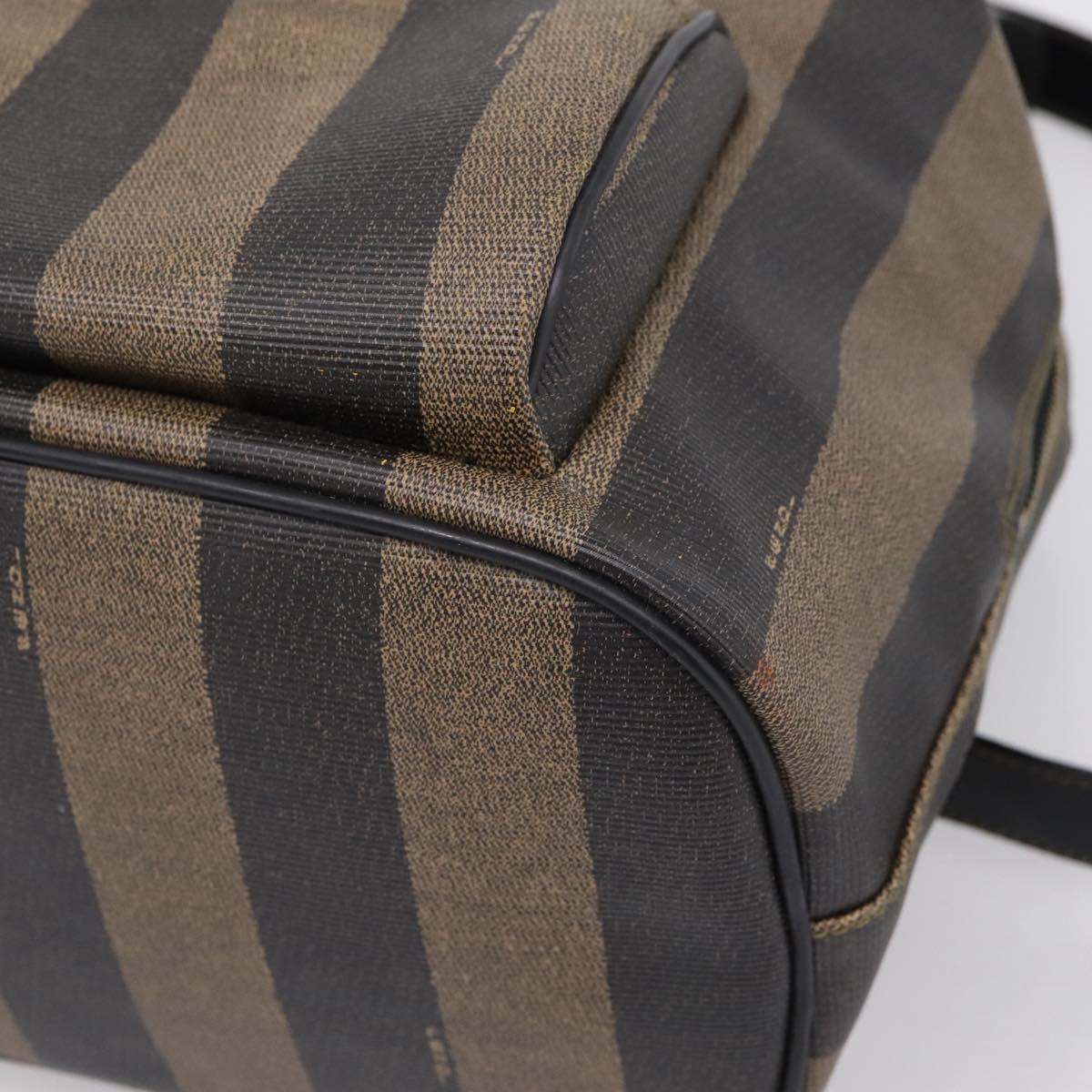 FENDI Pecan Canvas Backpack PVC Black Brown gold 259290 Auth ka6553V