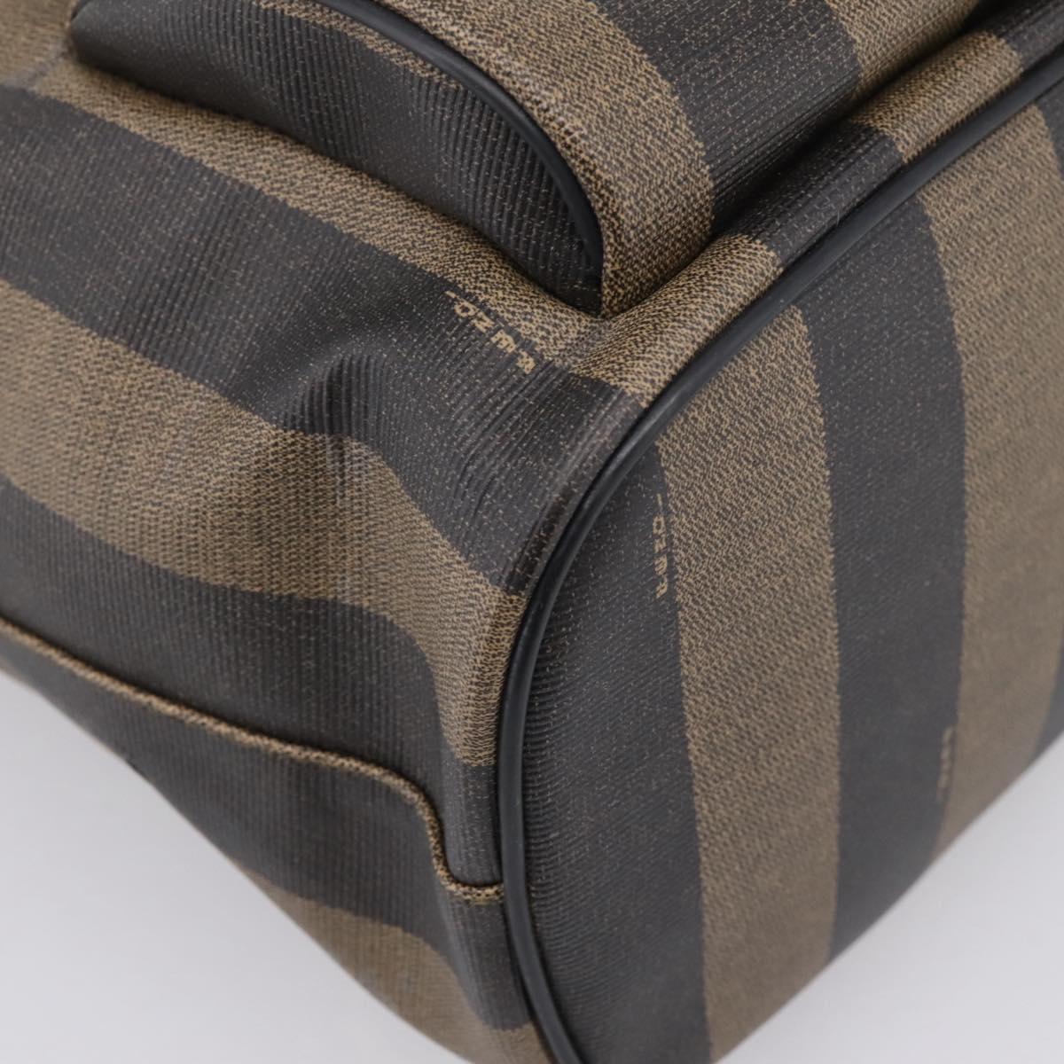 FENDI Pecan Canvas Backpack PVC Black Brown gold 259290 Auth ka6553V