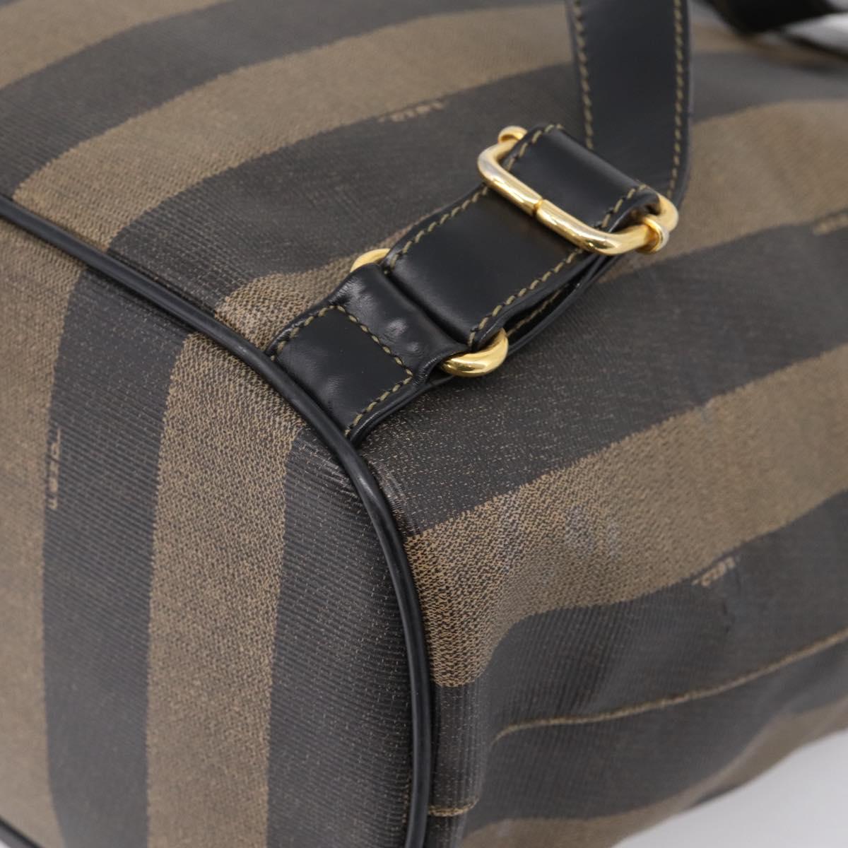 FENDI Pecan Canvas Backpack PVC Black Brown gold 259290 Auth ka6553V